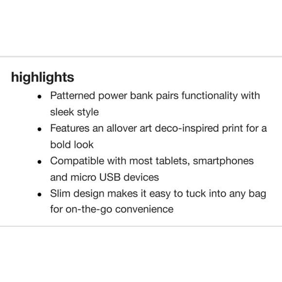 NWT heyday 6000mAh Power Bank - Art Deco - Picture 3 of 3